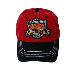 U.S. Marines Semper Fidelis Red Black Baseball Cap One Size Fits Most Logo Patch